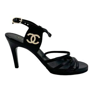 Chanel CC Logo Lambskin Slingback Sandal Heels